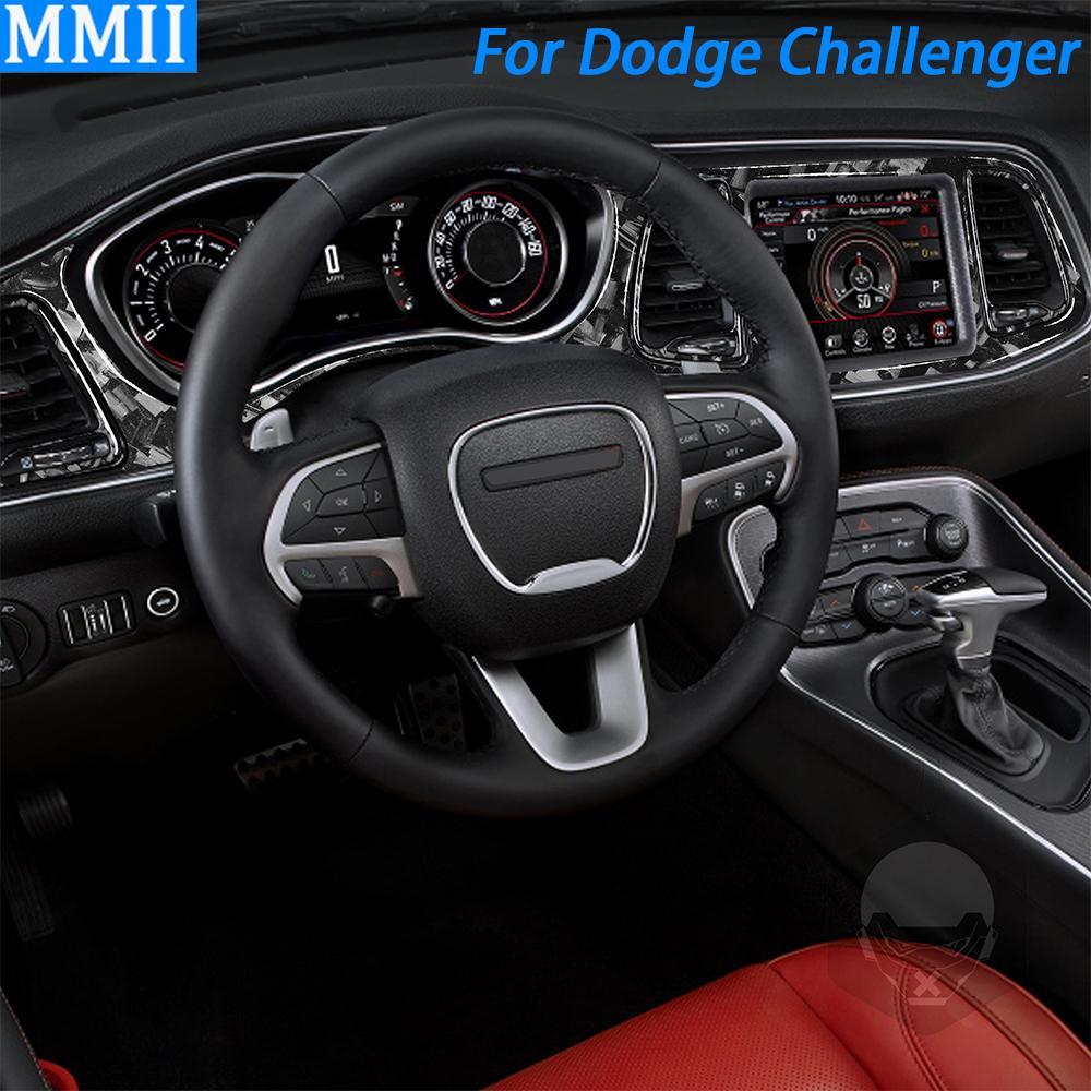 For Dodge Challenger 2015-2022 Forged Carbon Fiber Dashboard Speedometer Panel Decorative Cover Car Interior Accessories Sticker