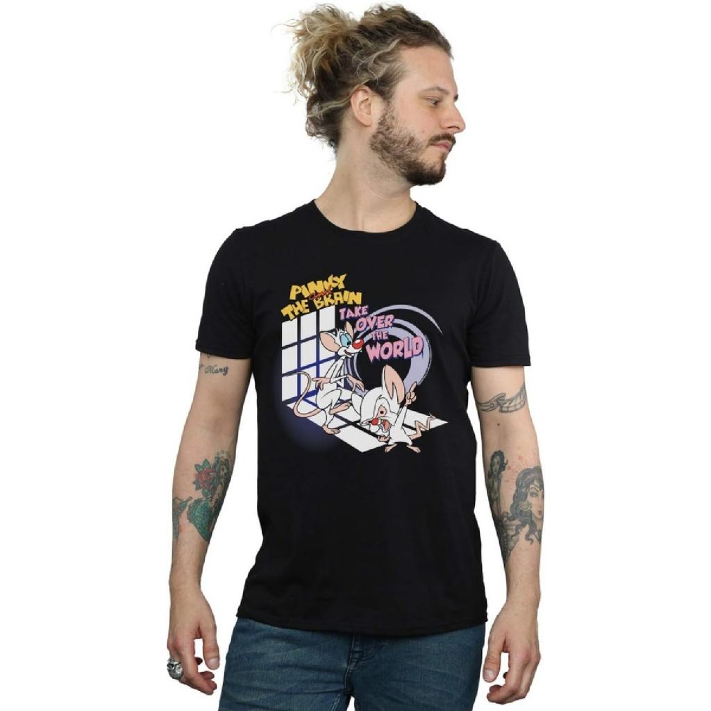 Animaniacs Men's Pinky and The Brain Take Over The World T-Shirt Black XX-Large