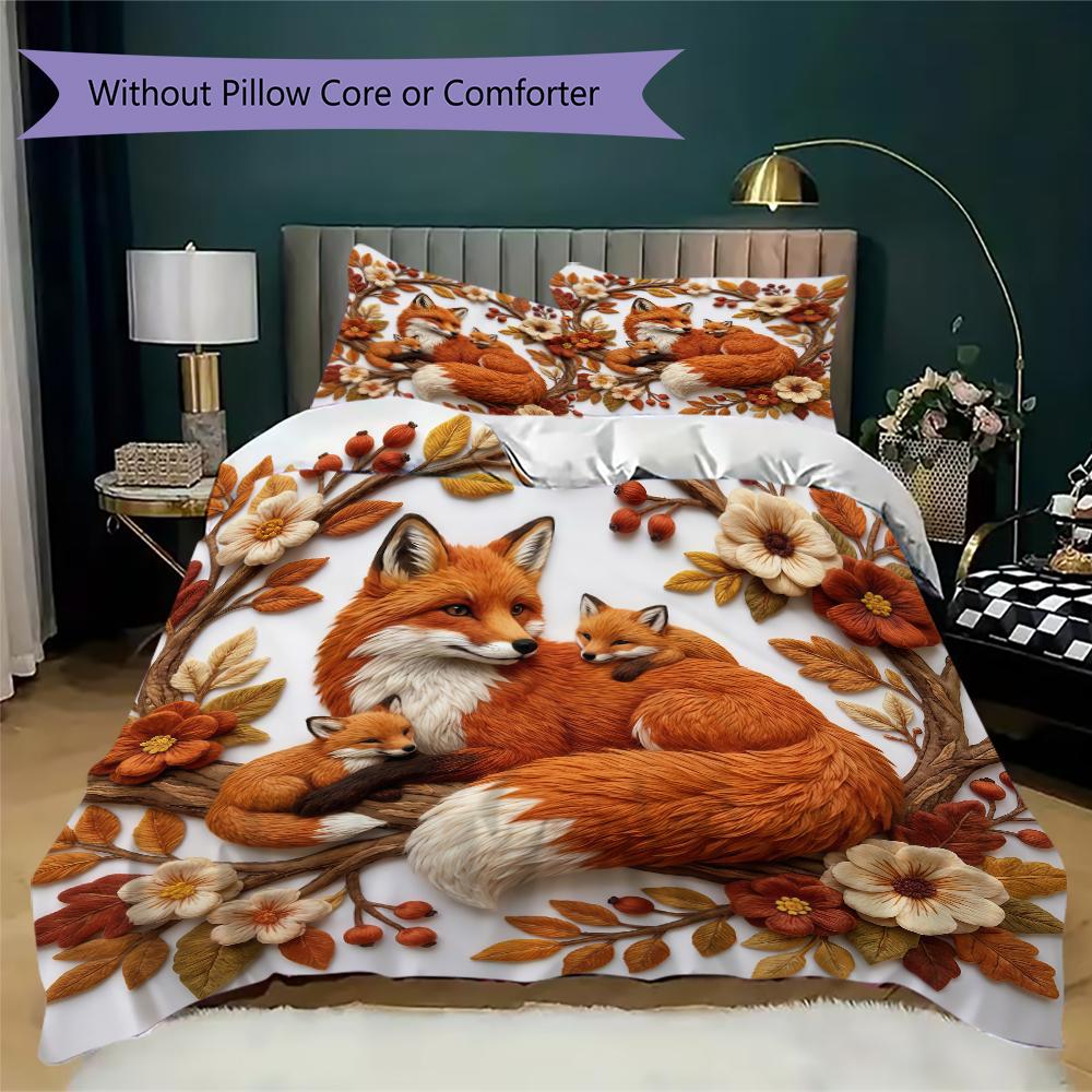 Woodland Storybook Pattern Bedding uilt Set uilt Cover Pillowcase Home Decoration Birthday Gift (1 * duvet cover + 2 * pillowcase without core)