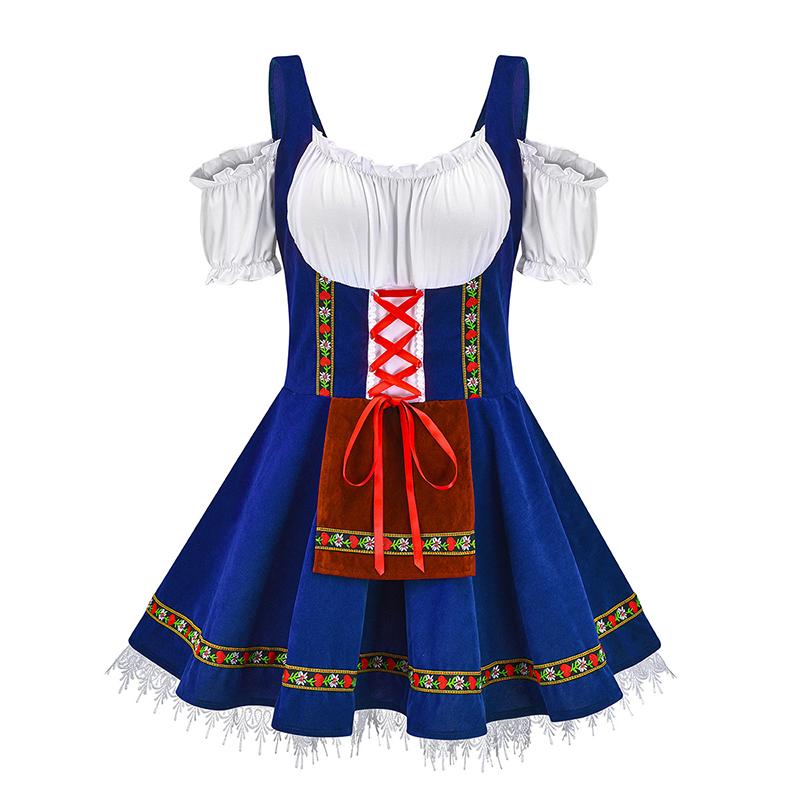 Women Oktoberfest Costume German Bavarian Dirndl Beer Maid Fancy Dress S-4XL