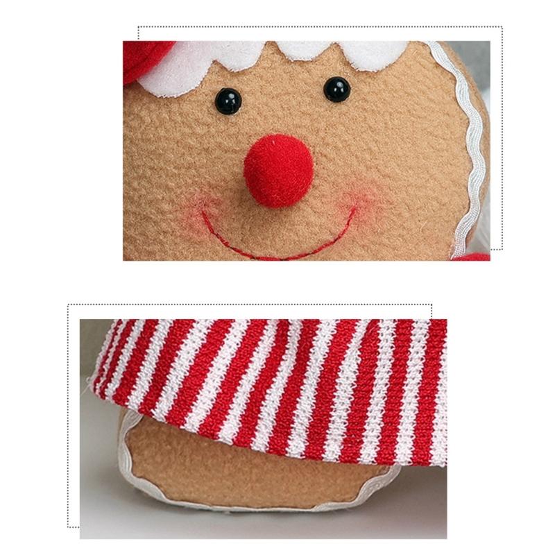 Holiday Polyester Gingerbreads Doll Decorative Pillow With Polyester Filling for Winter Comfort