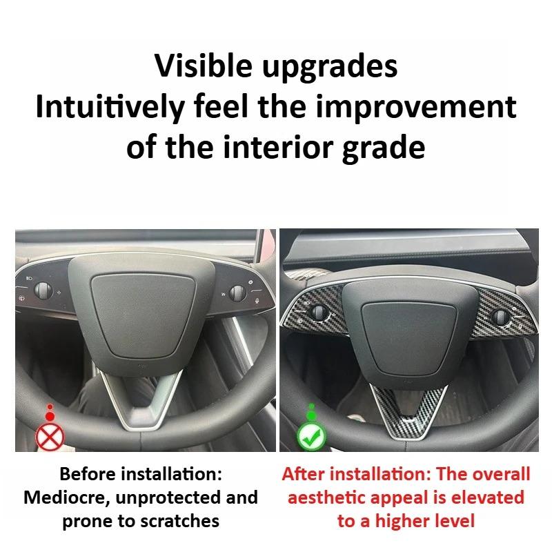DQMN8 For Tesla Model 3 Highland Model Y Juniper 2025 Steering Wheel Button Sticker Protective Cover Patch Interior Car Accessories