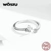 WOSTU Классические открывающиеся кольца-бабочки из стерлингового серебра 925 пробы, регулируемые кольца CZ для женщин