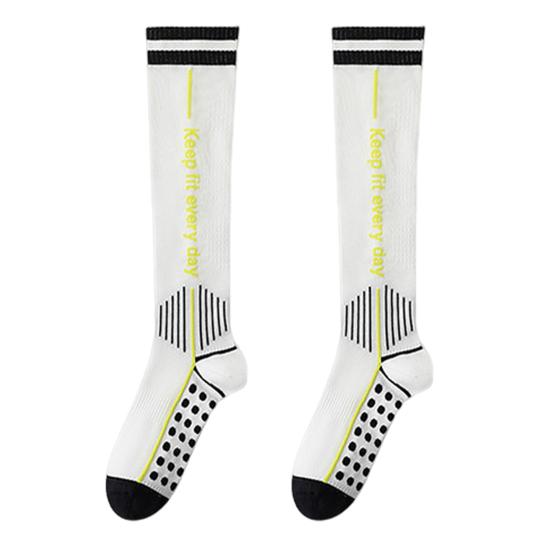 1 пара женских зимних носков длиной до колена с массажной подошвой, с длинной трубкой, с высокой эластичностью, с противоскользящими свойствами, носки для йоги, удобные, теплые, для бега трусцой