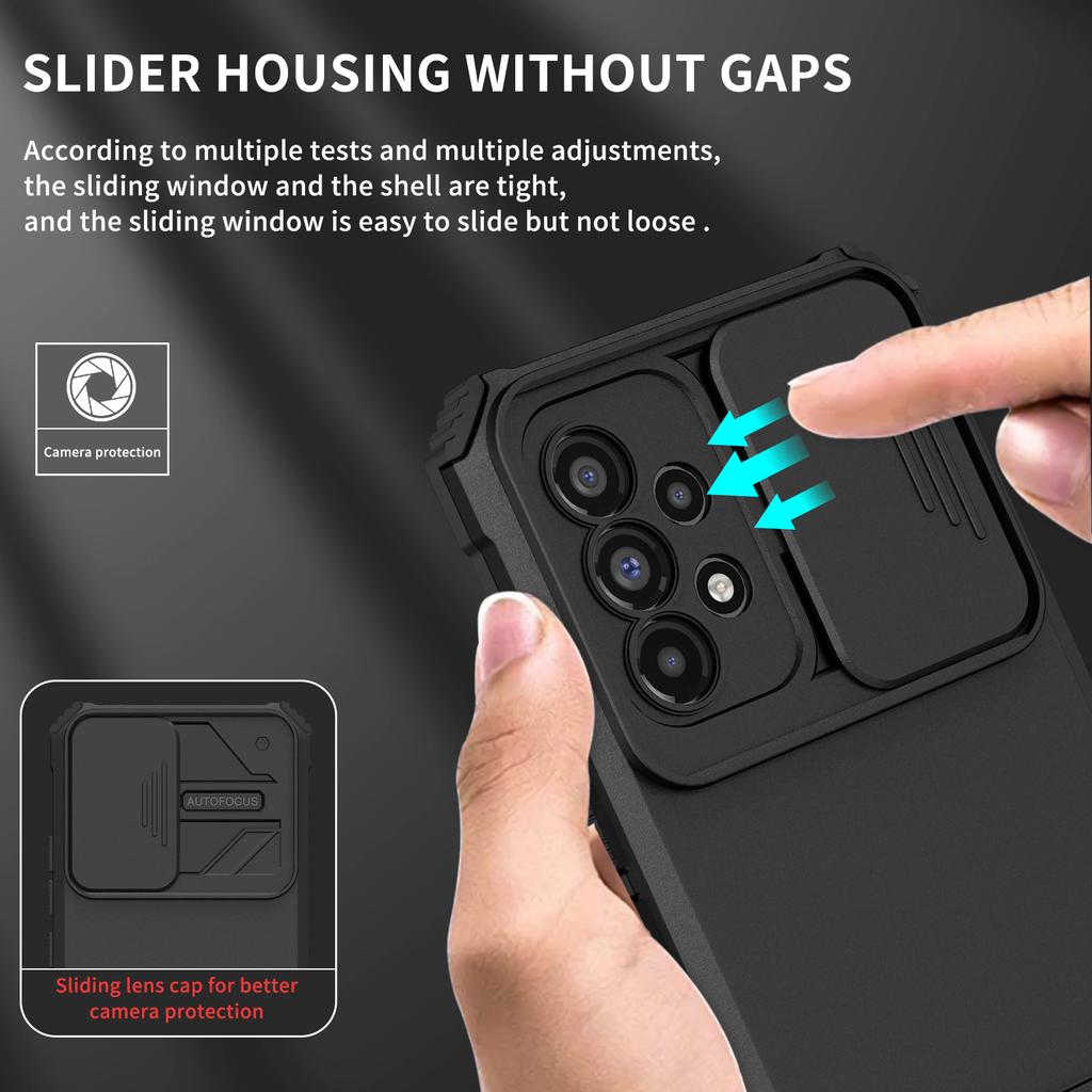 Shockproof Case for Samsung Galaxy A24 4g A25 A30 A50S A70 Slide Camera Lens Protection Stand Phone Cover for Galaxy S22 Plus