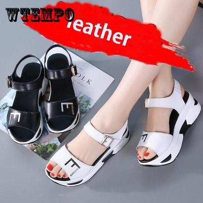 Летняя обувь, женские сандалии на платформе, женские повседневные туфли из мягкой натуральной кожи на танкетке с открытым носком, женская обувь на плоской подошве Trifle Mujer