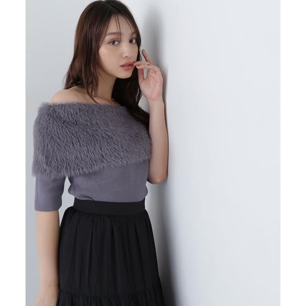 Natural Beauty Basics Shaggy Knit Sweater for Women Off-the-Shoulder