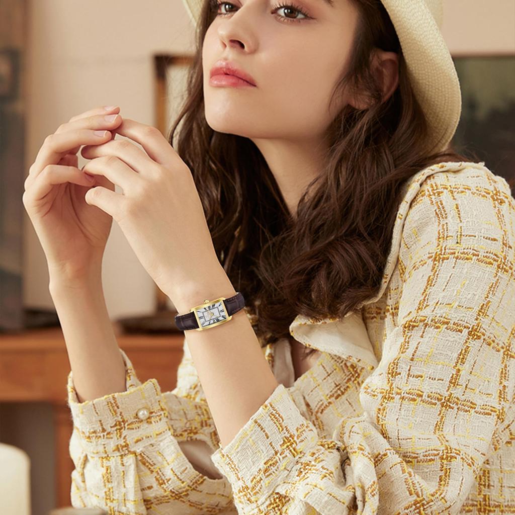 Аналоговые кварцевые кожаные водонепроницаемые квадратные часы для ежедневного подарка, женские часы, дисплей, ремешок, тонкие, стильные, часы, простые, женские,