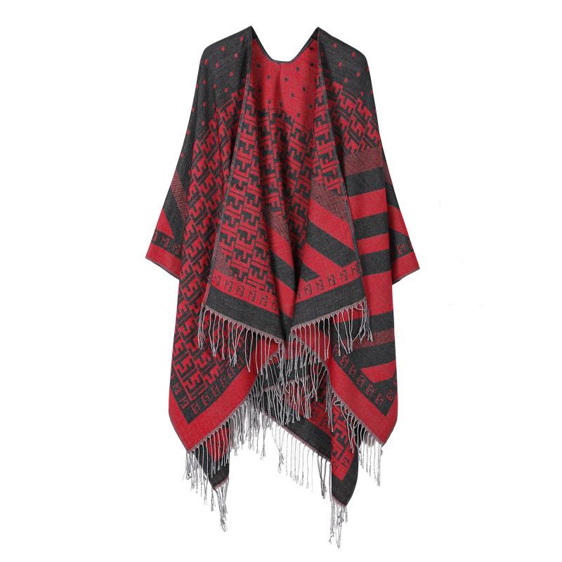 Women Men Knit Shawl Horse Print Fringe Scarf Warm Cape Travel
