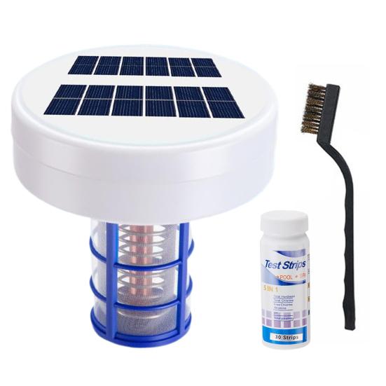 Solar Pool Ionizer Automatic Floating Pool Cleaner with LED Lights Solar Charging Chlorine-Free Pool Water Purifier Ionizer for Above Ground