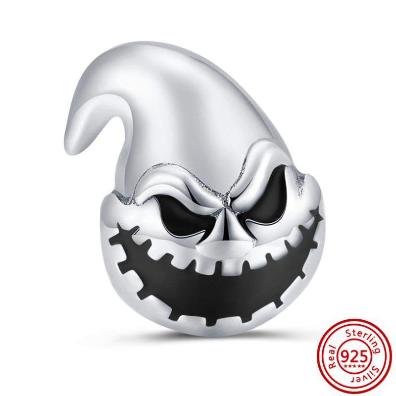 925 Серебряный Шарм Беззубик Мальчик Призрак Демон Летучая Мышь Тыква Черный Кулон Подходит Оригинальный Браслет Женские Ювелирные Изделия Хэллоуин Бусы