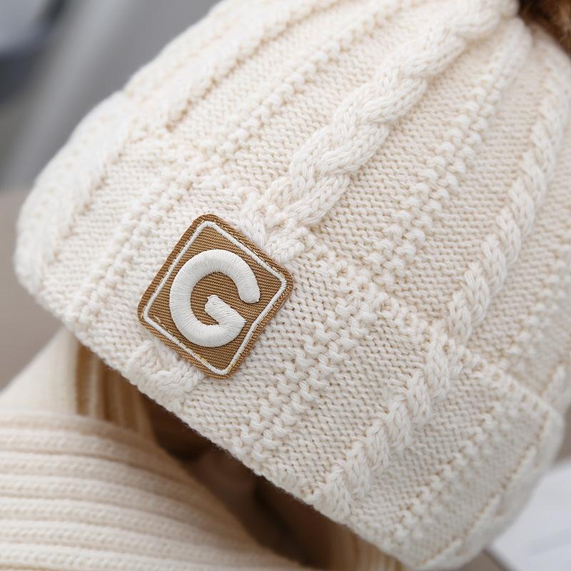 2 шт./комплект, новые вязаные шапка + шарф, комплекты для детей, зимняя теплая защита от холода, ветрозащитная утепленная детская вязаная шапка для девочек и мальчиков