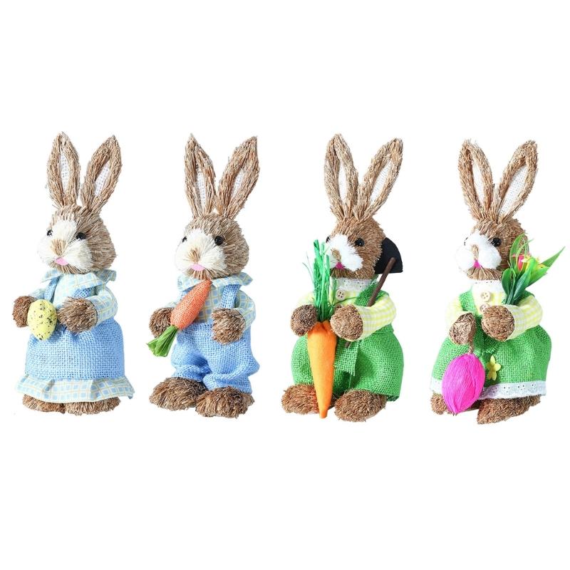 Artificial Straw Easters Rabbit Holiday Wedding Indoor Outdoor Festival Supplies Decorations Rabbit Doll Animal Model