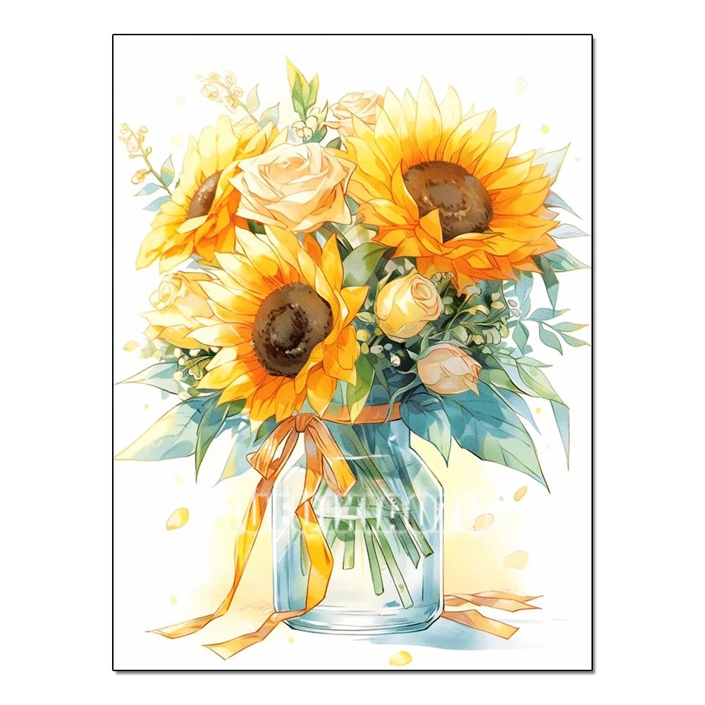 Полная серия цветов Алмазная живопись Тюльпан Маргаритка Алмазная мозаика Вышивка Искусство Акварельная картина Ручная работа Домашнее украшение Сделай сам