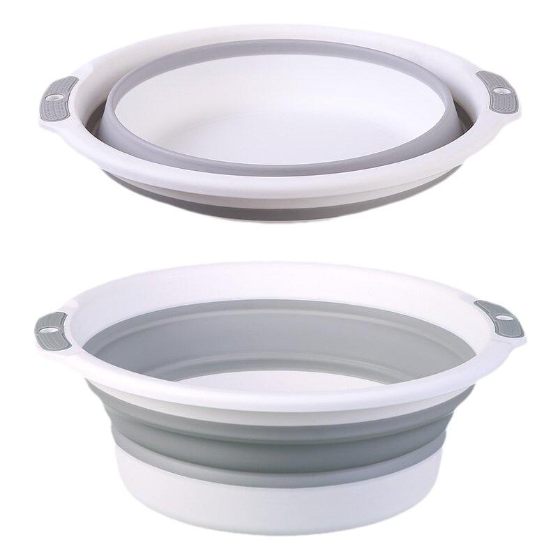 Foldable Portable Washbasin: Ideal for Dorm, Travel, Laundry, Face Washing - Durable, Round, Thick Plastic