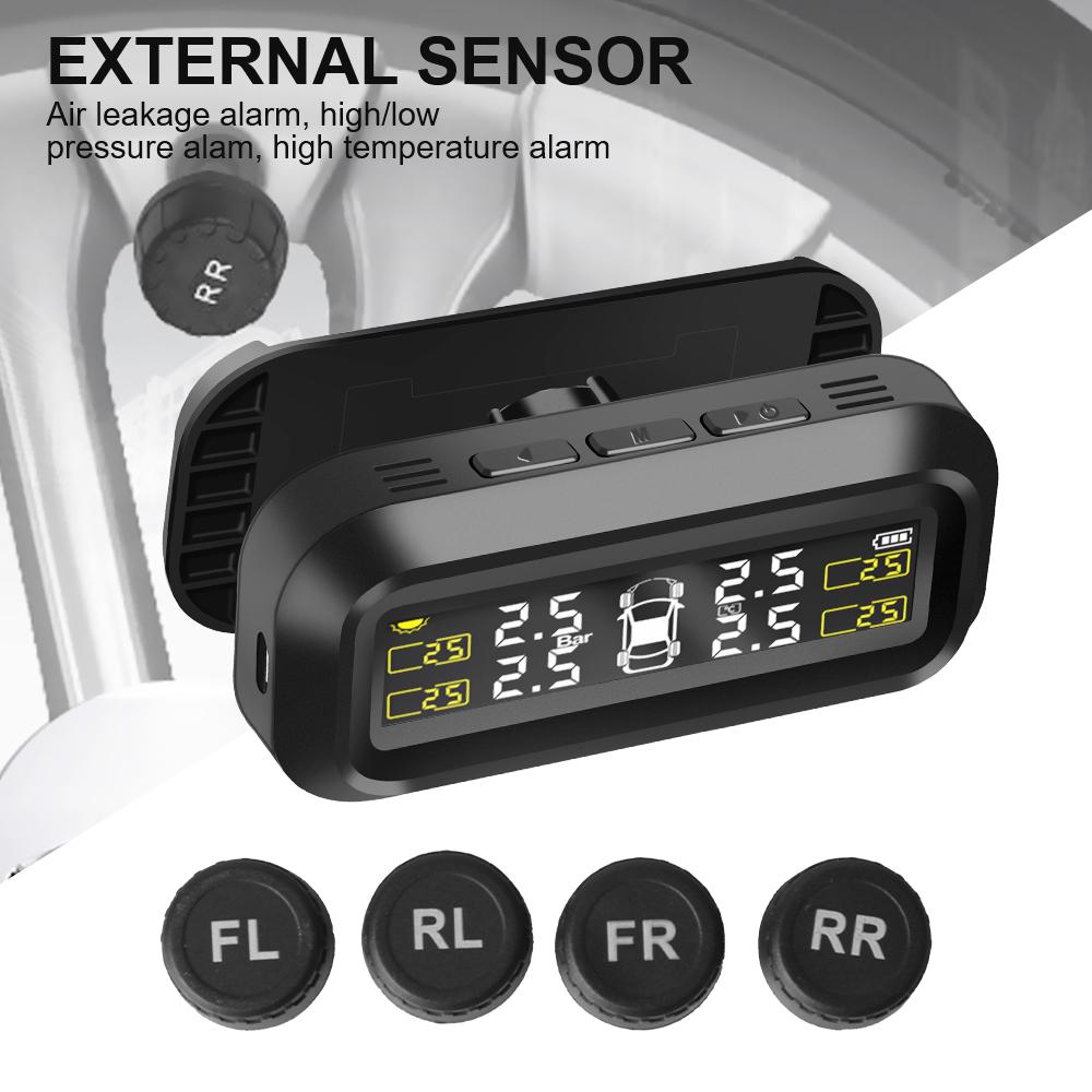 Tire Pressure Monitoring System Solar TPMS Temperature Warning Fuel Save Car Tyre Pressure Monitor Tyre Pressure Alarm With 4 External Sensors