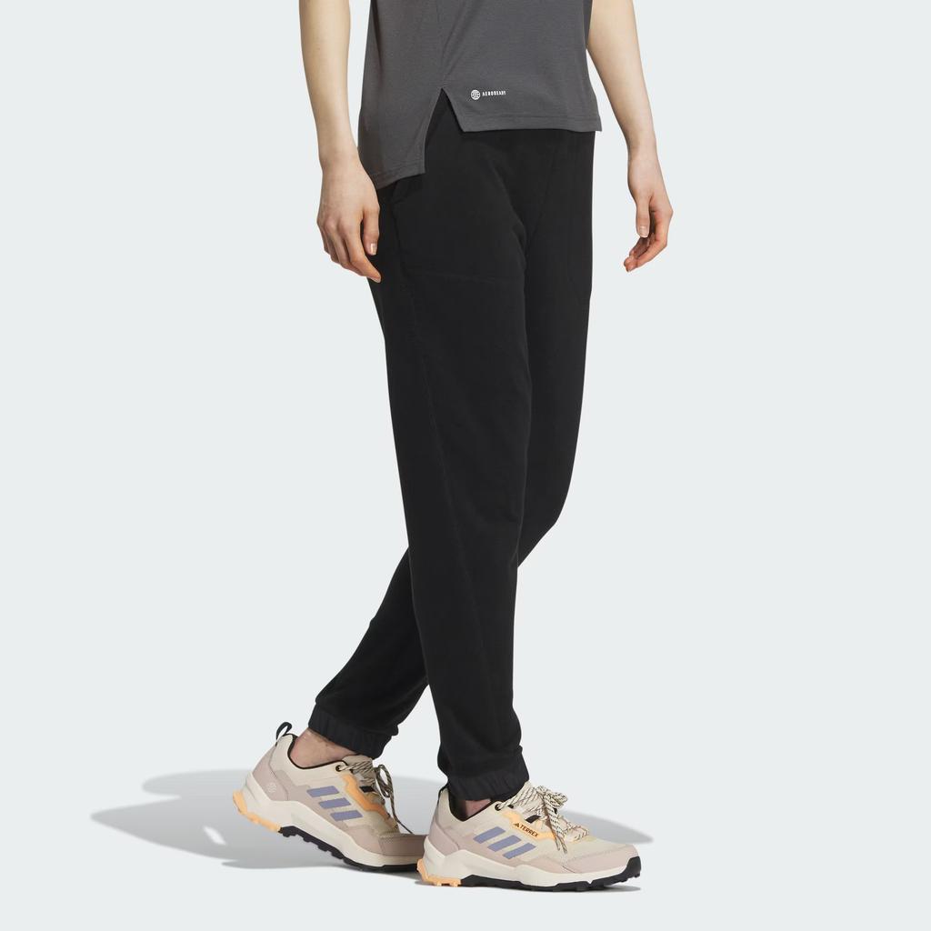 Adidas Fleece Joggers Solid Color Logo Label Outdoor Thickened And Fleece Lined Elastic Cuff Knitted Sweatpants Women's IL9005