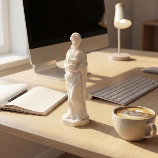 3D-печатная статуэтка богини из греческой мифологии, держащая книгу, скульптура для декора гостиной, домашнего стола, полки