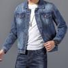Новая джинсовая куртка, мужская винтажная джинсовая куртка, уличная модная джинсовая куртка, мужская джинсовая верхняя одежда с отложным воротником, хлопковая куртка-бомбер