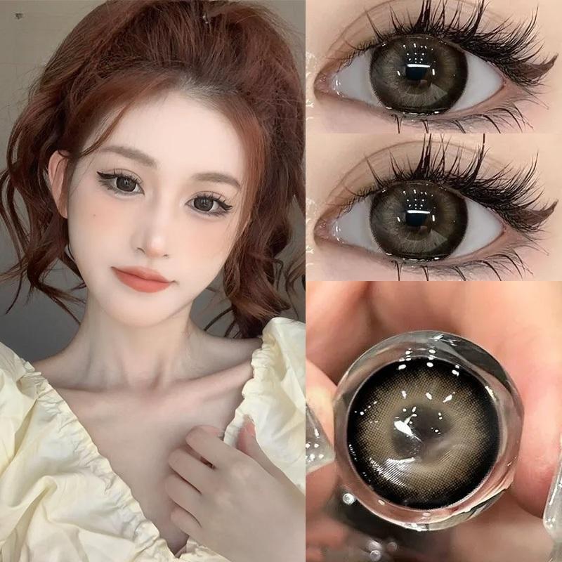 14,5 мм цветные контактные линзы MillCreek для ежегодного использования, натуральный комфорт с раствором коричневого/серого цвета, большие глаза, для студентов, для женщин, аксессуары для макияжа