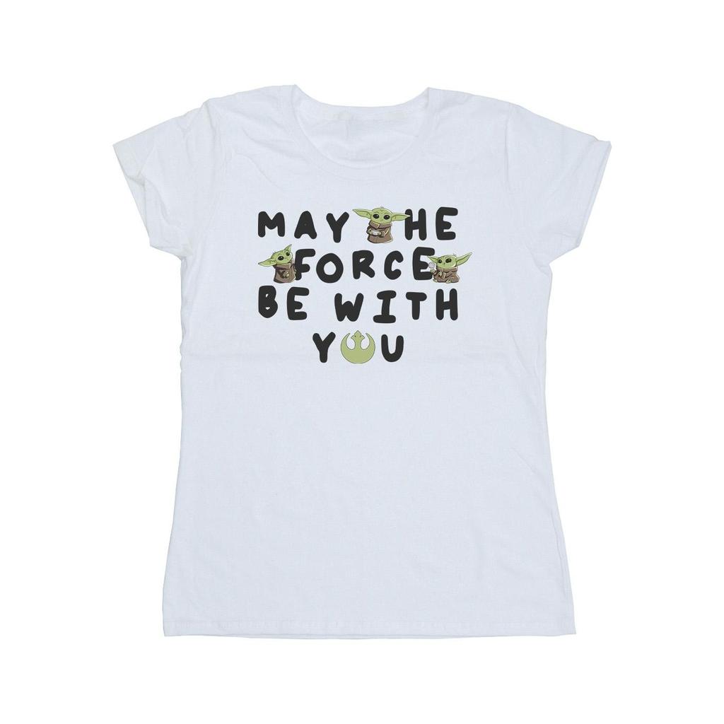 Star Wars Womens/Ladies The Mandalorian Grogu May The Force Be With You Cotton T-Shirt