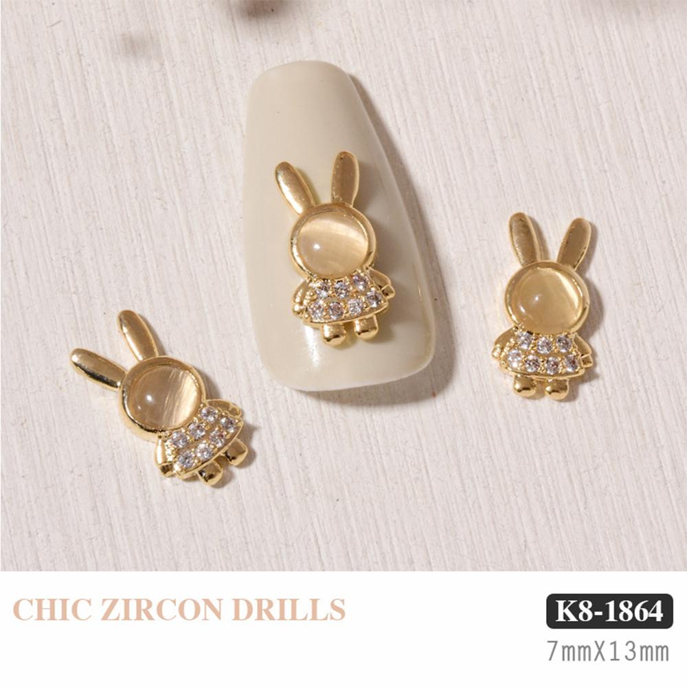 Pearl Opal Charms Nail Art Decorations Nail Rhinestones Crystal Pendant Chain Nail Art Jewelry