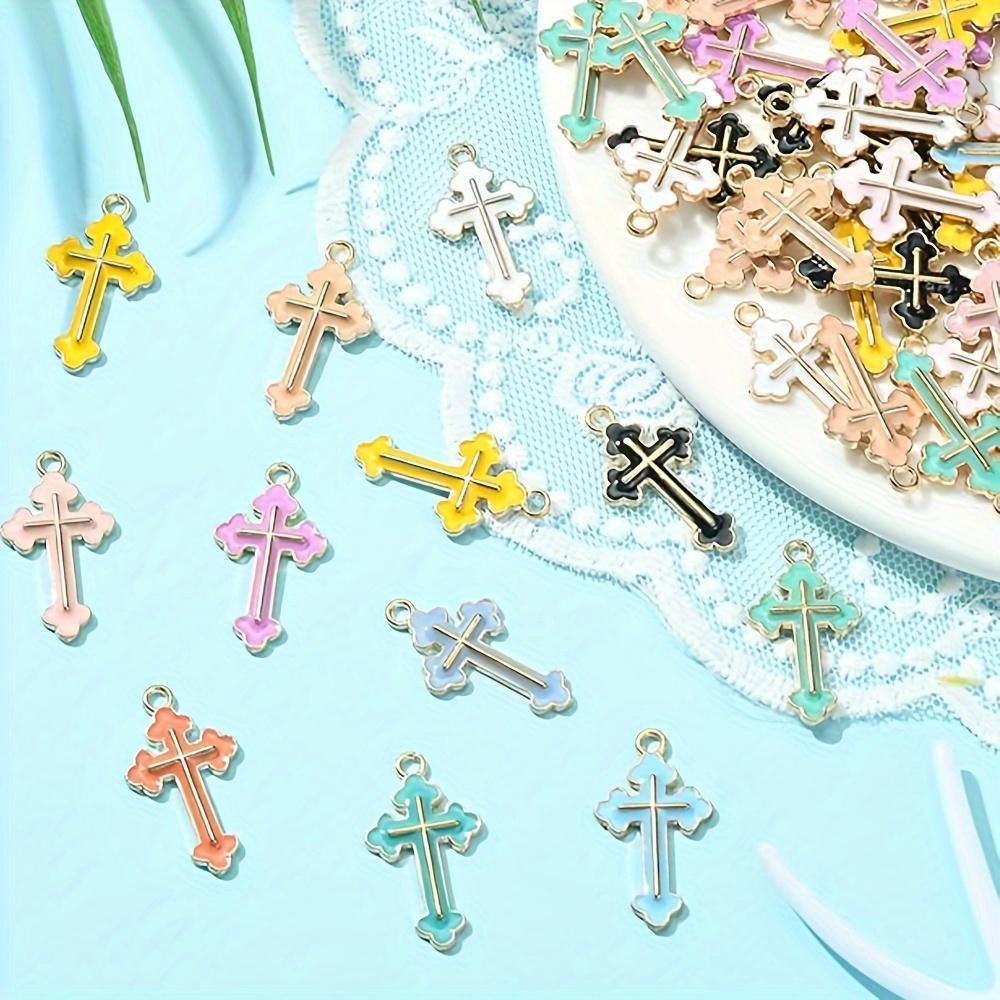 10/20/30 шт. Цветной масляный крест-капля из сплава, подвеска из сплава в форме креста, сделай сам, браслет, ожерелье, серьги, брелок, цепочка для ног