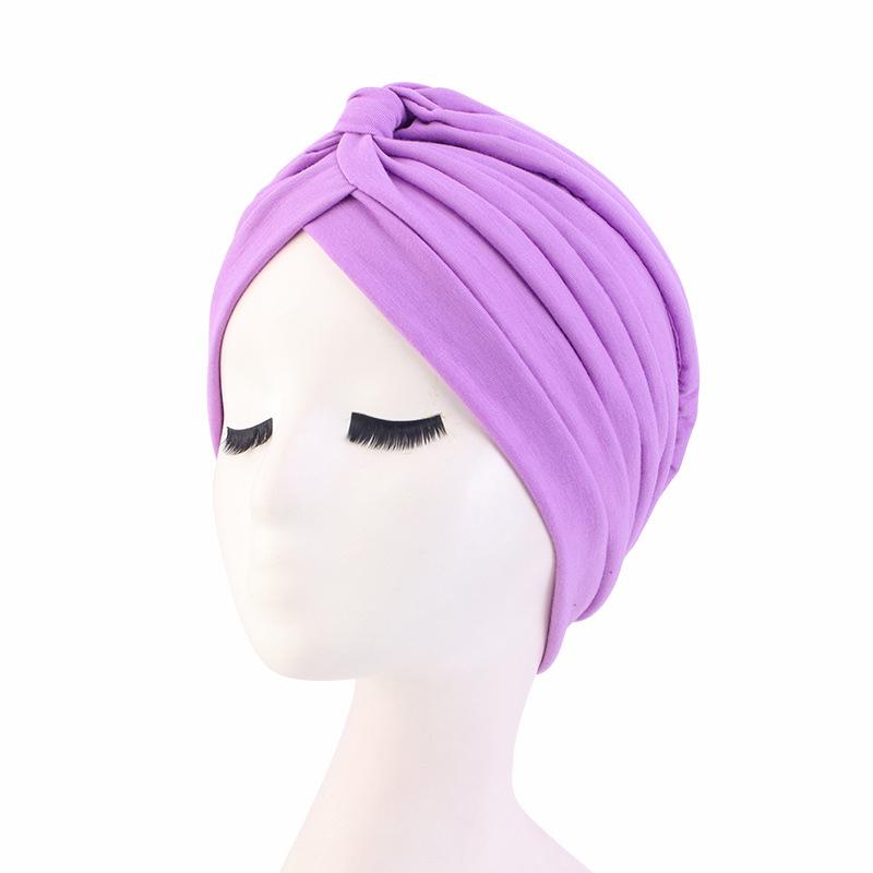 Indian Muslim Women Turban Jersey Hijab Bonnet Pleated Cap Hair Loss Hat Islamic Under Scarf Head Wrap Chemo Caps Beanies Cover