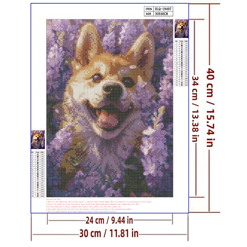 5d DIY Алмазная картина, вышивка крестом, милые животные, корги, алмазная вышивка, мозаика, лаванда, полный круглый дрель, домашний декор