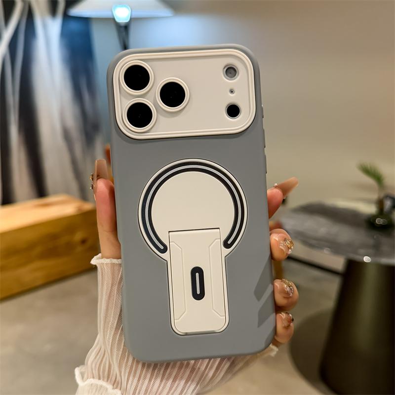 Роскошный складной держатель-подставка магнитный для Magsafe матовый чехол для iPhone 17 16 15 14 13 12 11 Pro Max Plus с большим окном защитный бампер