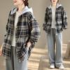 DIMANAF 2025 New Autumn Winter Plus Size Women Coats Jackets Hooded Cotton Thick Long Sleeve Loose Casual Outerwear Vintage Lady Plaid