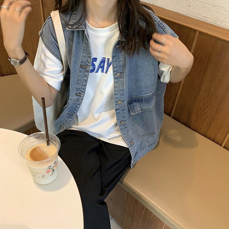 Корейский модный женский джинсовый жилет, женские короткие куртки, ветровка, джинсовый жилет с капюшоном, женский жилет больших размеров, джинсовый плащ, женская куртка, жилет
