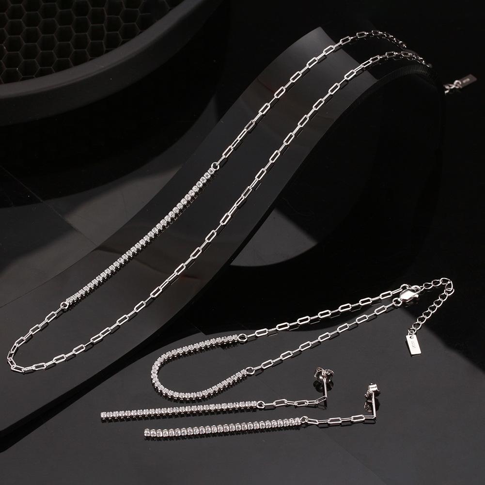 Jewellery S925 Sterling Silver Necklace Adjustable 4A Zirconia Chain