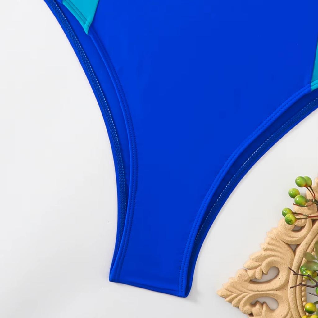 Лоскутный спортивный купальник женский вырезанный с открытой спиной цельный купальник женский короткий рукав купальный костюм пляжная одежда монокини