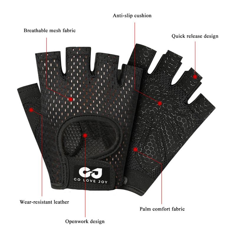 1Pair Gym Gloves Fitness Weight Lifting Gloves Body Building Training Sports Gloves Workout Half Finger Hand Protector Gloves