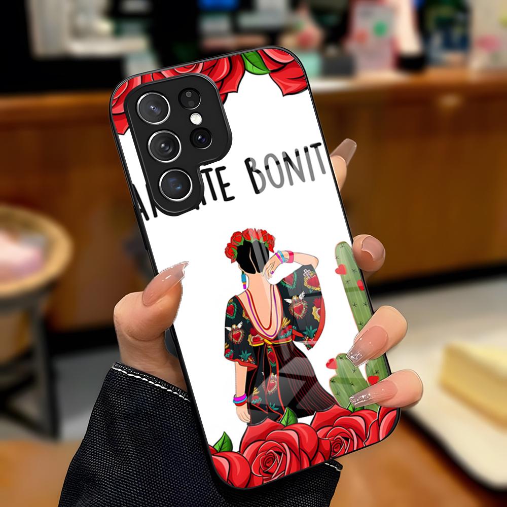 Чехол для телефона F-Frida Kahlo для Samsung S26 S25 Plus S20 S20 Plus S22 Ultra S23 FE S21 Plus S21 Ultra Стеклянная крышка