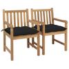 Day and Night - Day and Night Garden Chairs 2 Pcs Solid Teak Wood with Black Cushions