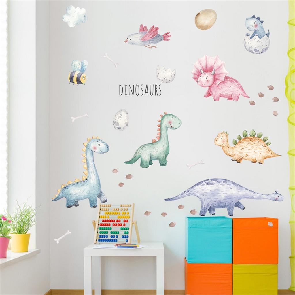 Цветные наклейки с динозаврами из ПВХ, детская комната, наклейки на стену с динозаврами мечты