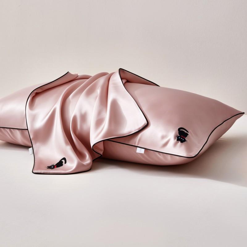 Silk-Like Modal Pillowcase 48x74cm Smooth Satin Finish Embroidered Solid Color Single Pair
