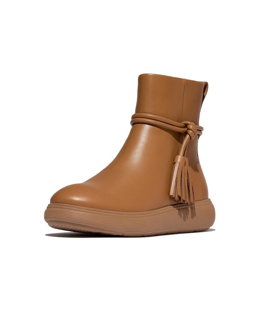 Fitflop [Iq-Comff] Women'S Leather Tassel Short Boots - Desert Tan (Ft59K2B12B)