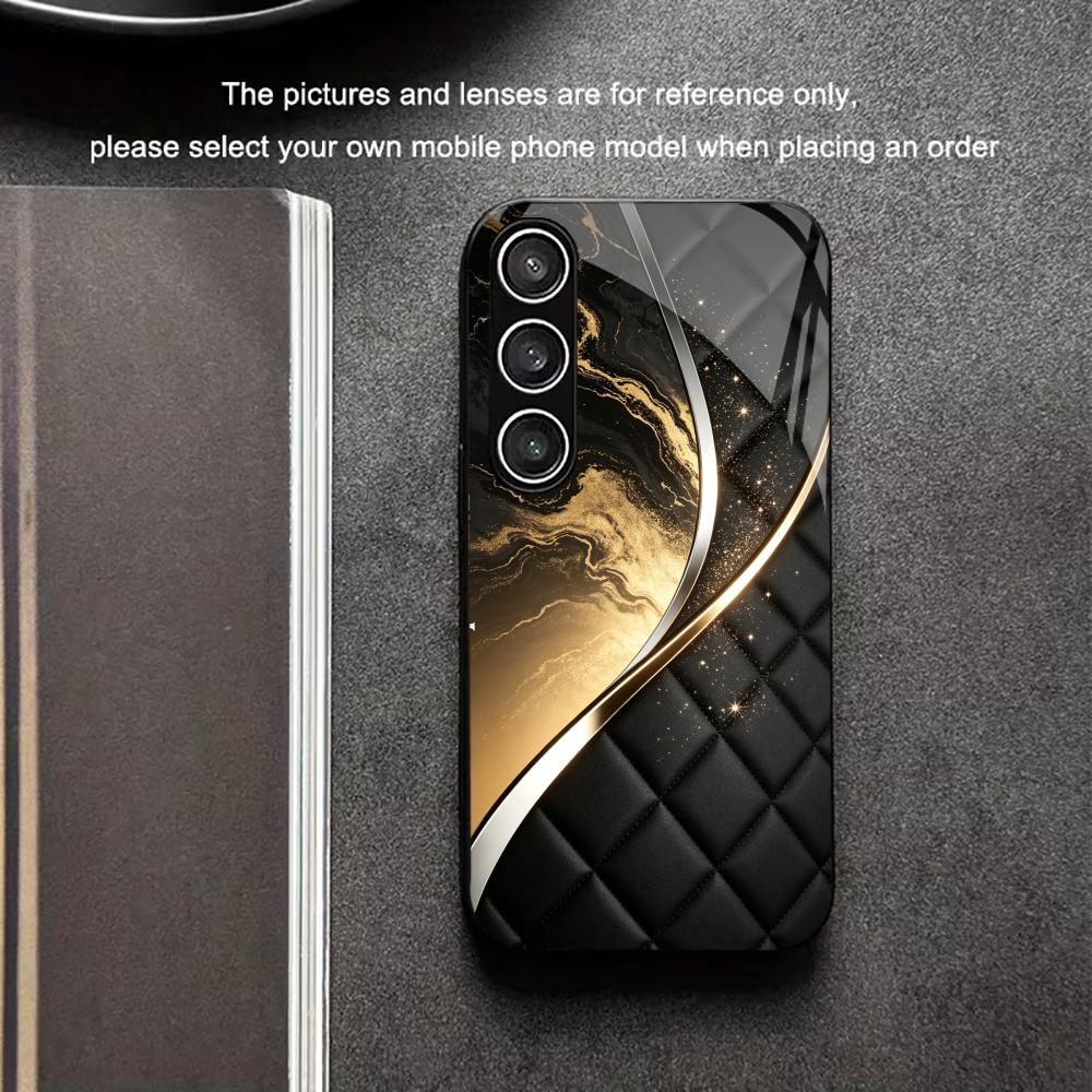 Современный чехол для Samsung Galaxy S26 Ultra S25 Ultra S24 S23 S22 FE Ultra Plus, черный и золотой мрамор, стеклянный чехол для телефона