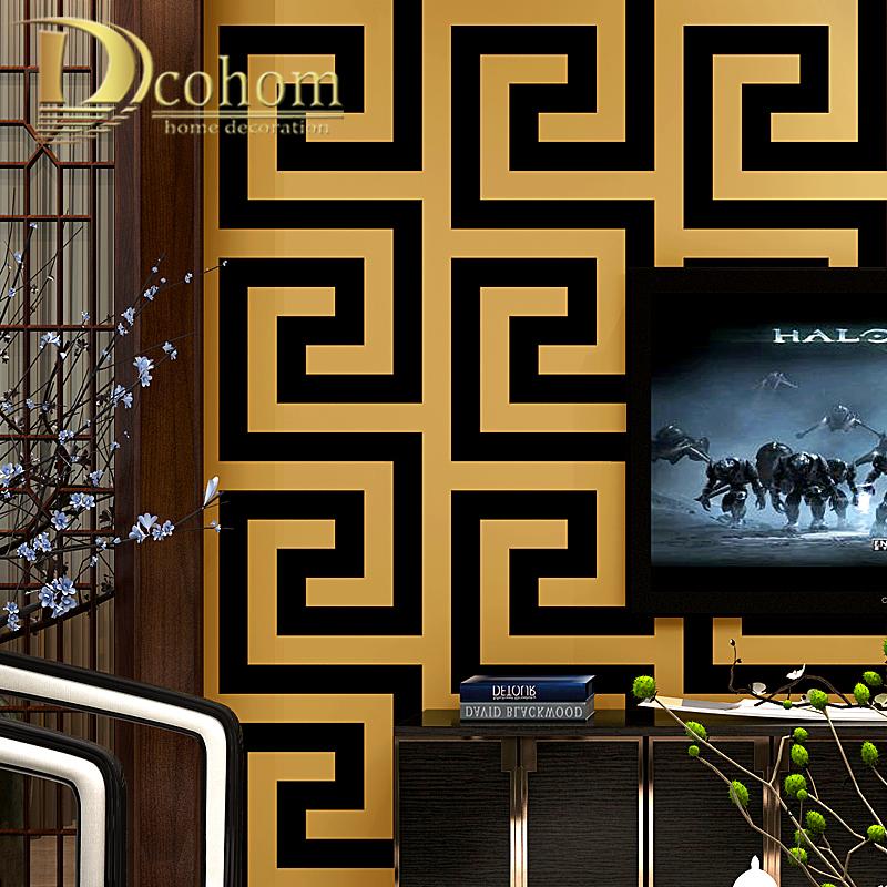 Greek Key Lattice Modern Geometric Wallpaper Hotel Study Background Wall PVC Bathroom Waterproof Wallpaper
