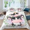 Милый комплект постельного белья с изображением коровок Kawaii Farm Animal, комплект постельного белья из микрофибры с цветочным рисунком, двуспальный комплект постельного белья для мальчиков и девочек, декор