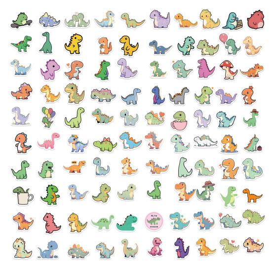 100Pcs Cartoon Dinosaur Stickers Waterproof PVC Cute Animal Decals DIY Vinyl Art Decoration Skateboard Luggage Water Phone Case Graffiti