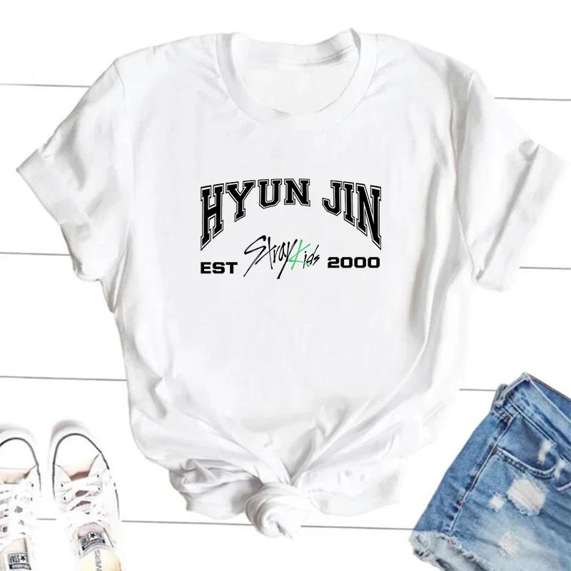 Футболки с участниками Stray Kids ZX TEE Футболка в корейском уличном стиле Футболка с графикой K-pop концерта SKZ Бан Чан Чанбин Ли Но Группа Музыкальная футболка