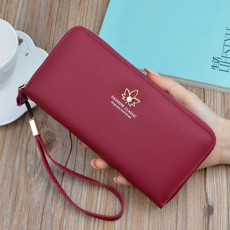 Women's Fashion Long Zipper Wallet - Large Capacity Clutch with Litchi Pattern and Mobile Phone Pocket