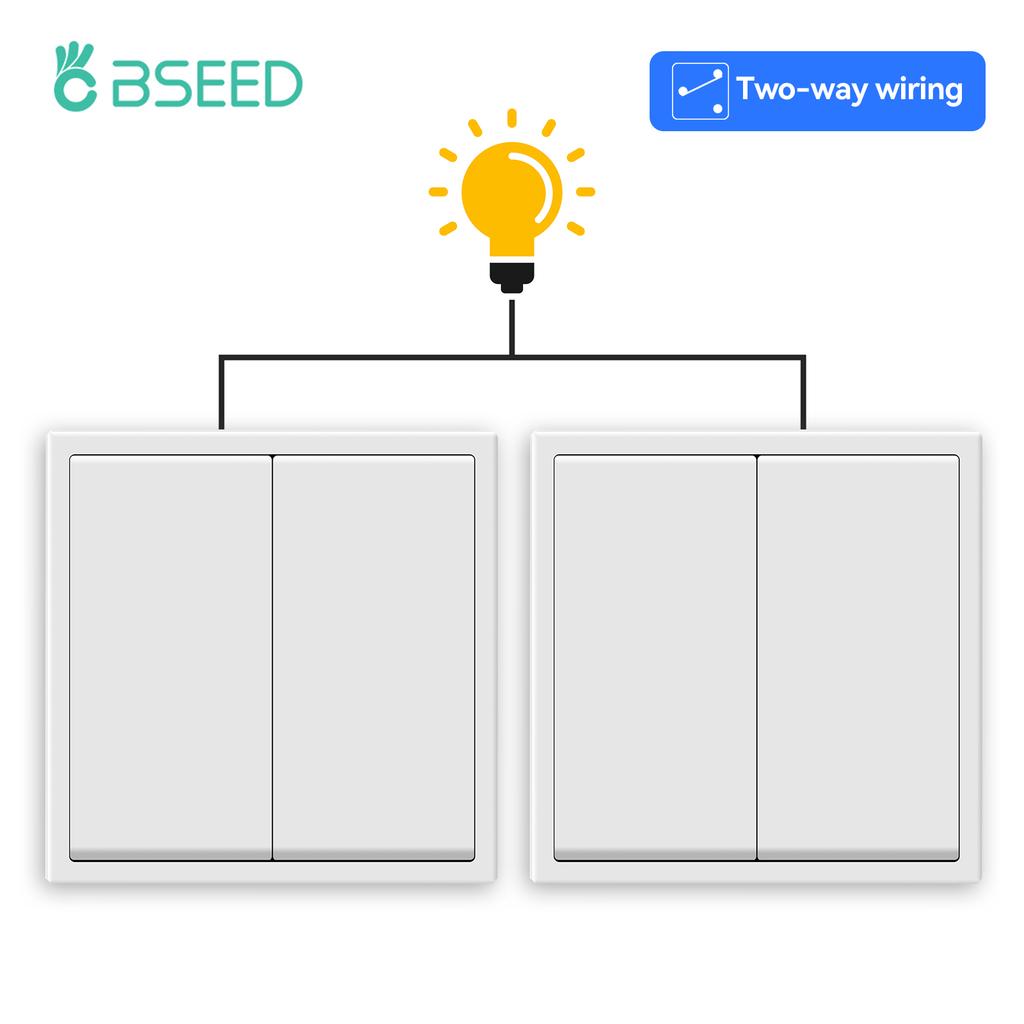 BSEED 1/2Gang Mechanical Light Switches With Led Indicator For Stairs Hallway Corridor 10A Plastic Frame 2pieces