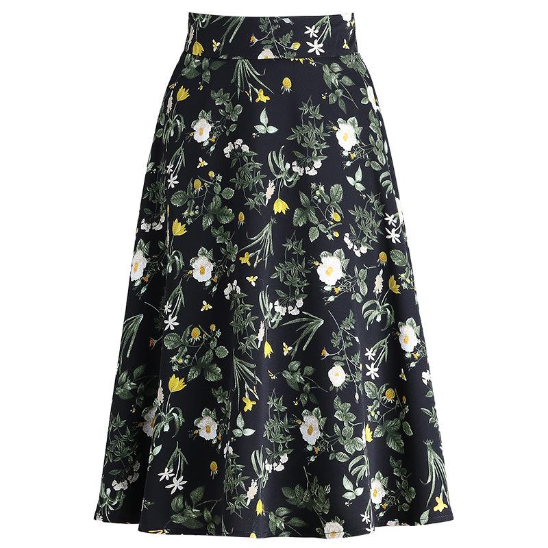 Юбка-бюст женская летняя плиссированная юбка с цветочным принтом и высокой талией, женская драпированная универсальная шифоновая юбка, весенняя женская маленькая