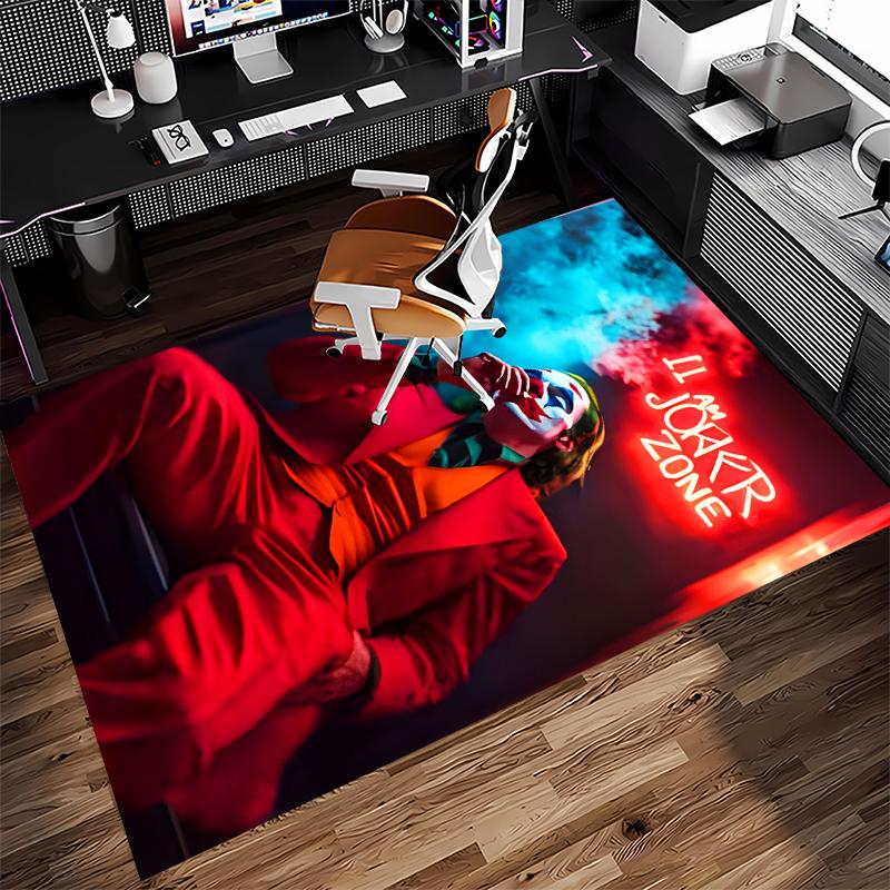 1pc Joker character Print Area Rug - Soft, Washable Non-Slip Indoor Mat for Office Chairs, Living Room, Home Office Decorative Rug