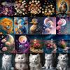 Diamond Painting Full Drill Beautiful Cat Animal Round Diamond Painting Handmade Moon Flower Diy Diamond Mosaic Painting Home Decoration